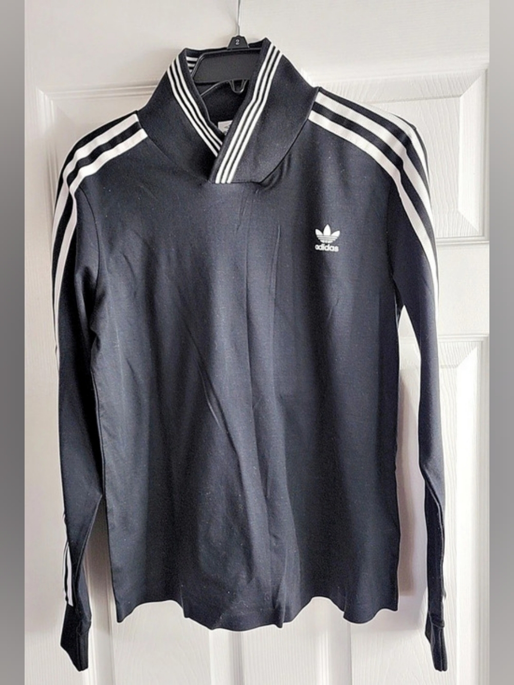 adidas Men's Striped Track Top Black & White Size Medium